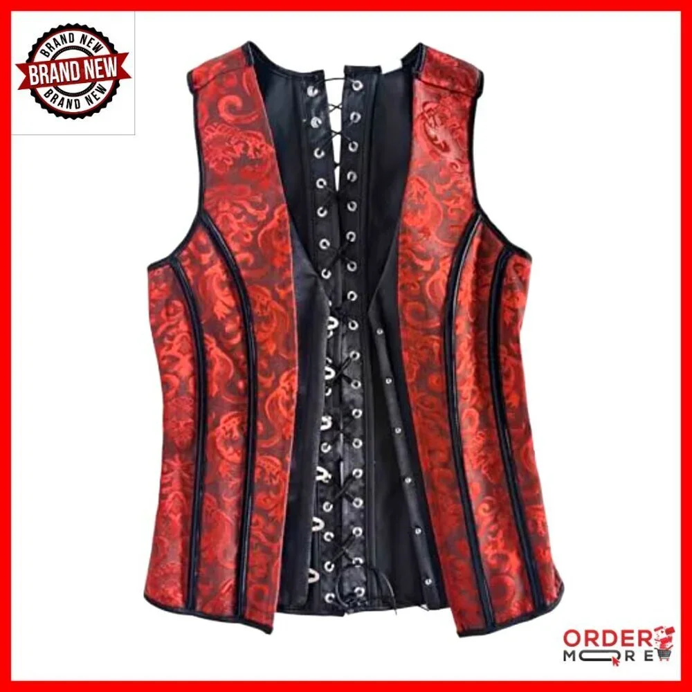 Mens Corset Vest Lace Up Waist Trainer Formal Tops Wedding Stage Performance